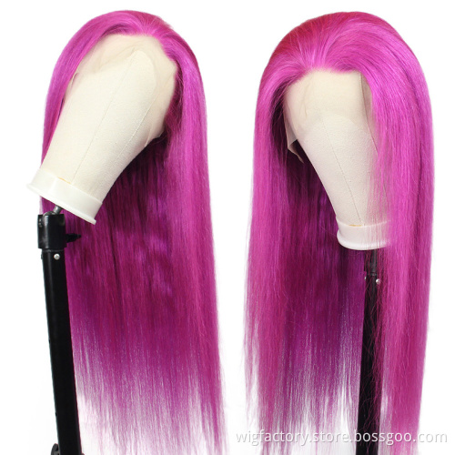 150% 180% Density Natural Hair Wig Pre Pluck,Glueless Long Human Hair Lace Front Wigs,Bule Color Natural Virgin Hair  Black W